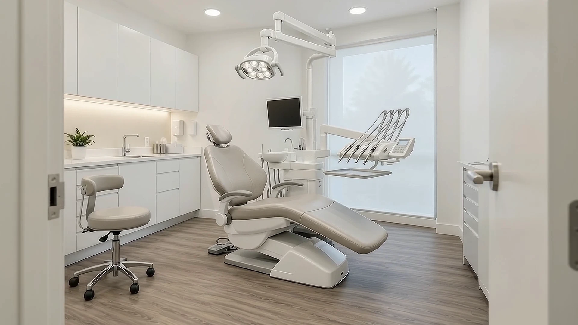 Recreación ilustrativa de un gabinete dental luminoso